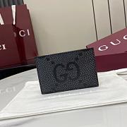 Gucci Maxi GG card case in dark grey and black leather - 1