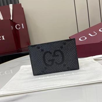 Gucci Maxi GG card case in dark grey and black leather