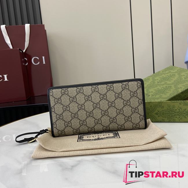 Gucci GG Emblem Calfskin Supreme Monogram Wallet - 1