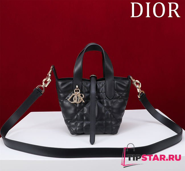 Dior Small Dior Toujours Vertical Tote Bag Black Macrocannage Calfskin - 1