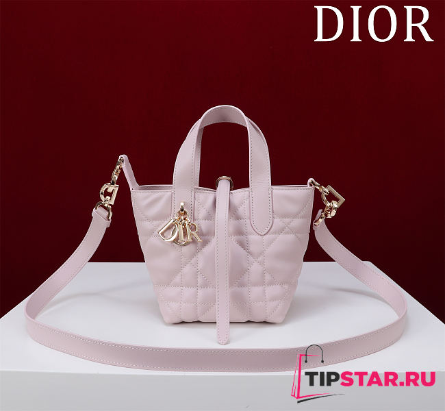 Dior Small Dior Toujours Vertical Tote Bag Pink Macrocannage Calfskin - 1