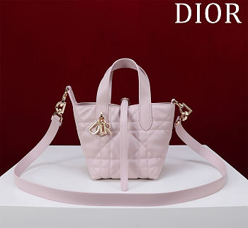 Dior Small Dior Toujours Vertical Tote Bag Pink Macrocannage Calfskin
