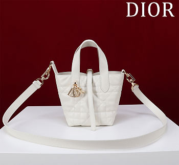 Dior Small Dior Toujours Vertical Tote Bag Latte Macrocannage Calfskin