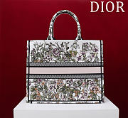 Dior Large Dior Book Tote White Multicolor D-Floral Embroidery - 5