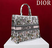 Dior Large Dior Book Tote White Multicolor D-Floral Embroidery - 6