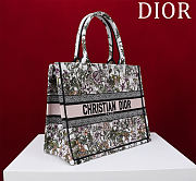 Dior Medium Dior Book Tote White Multicolor D-Floral Embroidery - 2