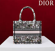 Dior Small Dior Book Tote White Multicolor D-Floral Embroidery - 5