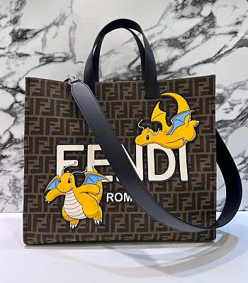 FENDI x FRGMT x POKÉMON Brown FF Print Canvas Bag