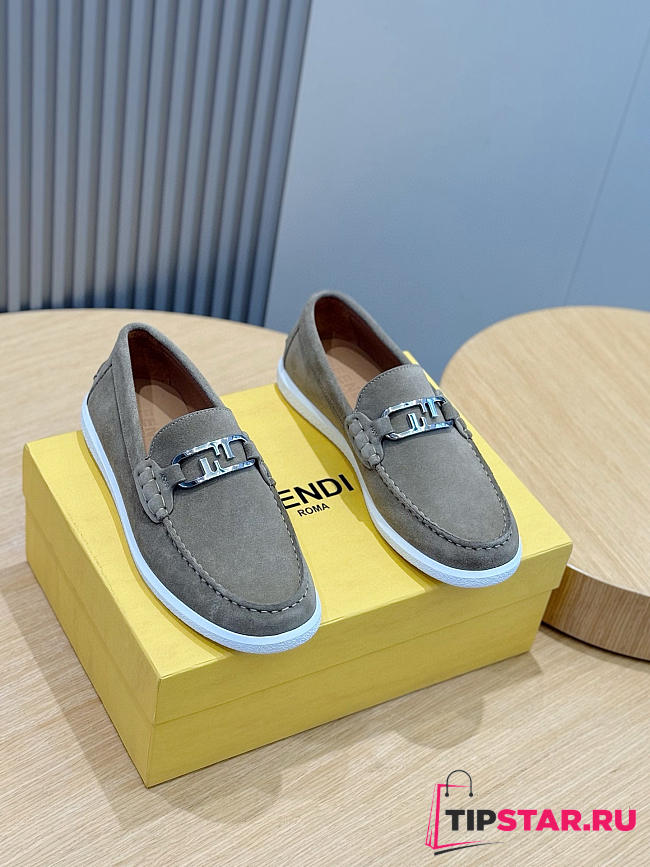 Fendi FF square-toe loafers In Gray - 1