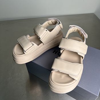 HOGAN Skyscraper Velcro Strap Sandals In Beige 6cm