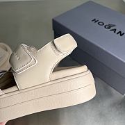 HOGAN Skyscraper Velcro Strap Sandals In Beige 6cm - 5
