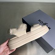 HOGAN Skyscraper Velcro Strap Sandals In Beige 6cm - 3