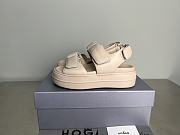 HOGAN Skyscraper Velcro Strap Sandals In Beige 6cm - 2