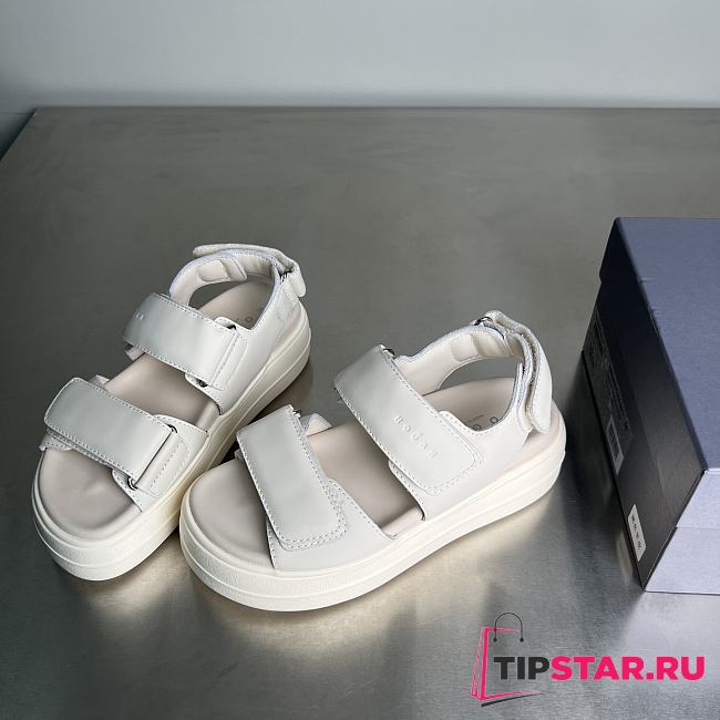 HOGAN Skyscraper Velcro Strap Sandals In White 6cm - 1