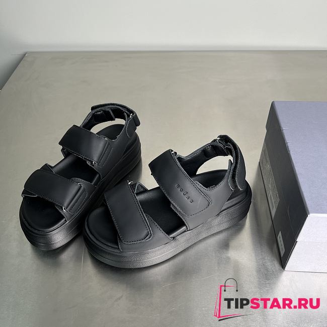 HOGAN Skyscraper Velcro Strap Sandals In Black 6cm - 1