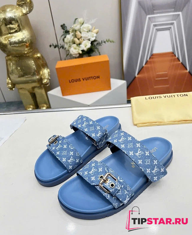 Louis Vuitton Bom Dia Flat Comfort Mules In Blue - 1