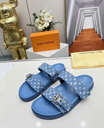 Louis Vuitton Bom Dia Flat Comfort Mules In Blue