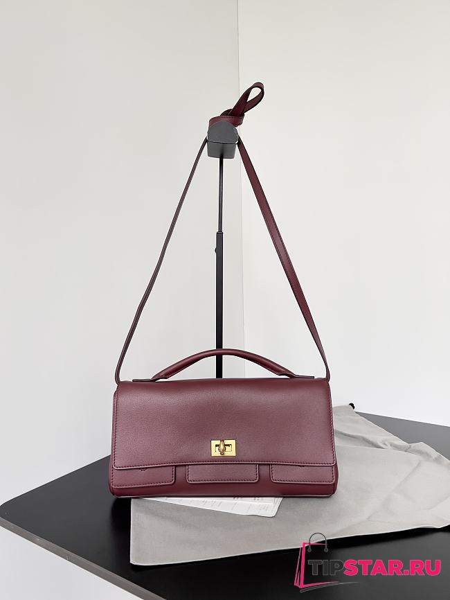 Balenciaga Bel Air Clutch with Strap Small for Women in Burgundy - 1