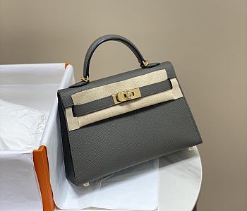Hermes Mini Kelly 19 In Dark Gray