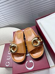 Gucci Women's Marina Chain Slide Sandal In Brown - 1