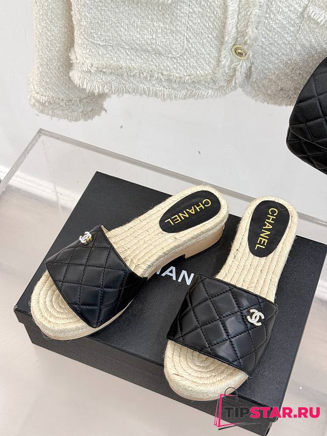 Chanel Thick-soled Slippers In Black - 1