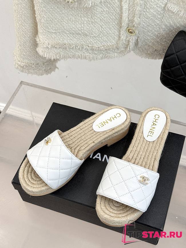 Chanel Thick-soled Slippers In White - 1