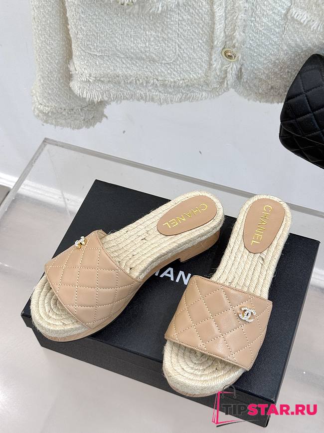 Chanel Thick-soled Slippers In Taupe - 1