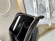 Prada Saffiano Leather Giada Turquoise Small Zip Cardholder Wallet Silver Hardware Black - 6