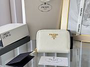 Prada Saffiano Leather Giada Turquoise Small Zip Cardholder Wallet White - 6