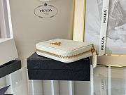 Prada Saffiano Leather Giada Turquoise Small Zip Cardholder Wallet White - 5
