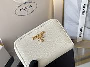 Prada Saffiano Leather Giada Turquoise Small Zip Cardholder Wallet White - 4