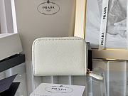 Prada Saffiano Leather Giada Turquoise Small Zip Cardholder Wallet White - 3