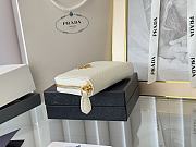 Prada Saffiano Leather Giada Turquoise Small Zip Cardholder Wallet White - 2