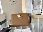 Prada Saffiano Leather Giada Turquoise Small Zip Cardholder Wallet Brown - 6
