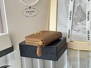 Prada Saffiano Leather Giada Turquoise Small Zip Cardholder Wallet Brown - 5