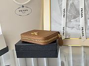 Prada Saffiano Leather Giada Turquoise Small Zip Cardholder Wallet Brown - 3