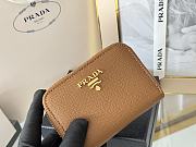 Prada Saffiano Leather Giada Turquoise Small Zip Cardholder Wallet Brown - 2