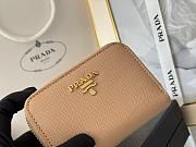 Prada Saffiano Leather Giada Turquoise Small Zip Cardholder Wallet Beige - 6