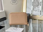 Prada Saffiano Leather Giada Turquoise Small Zip Cardholder Wallet Beige - 4