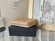 Prada Saffiano Leather Giada Turquoise Small Zip Cardholder Wallet Beige - 3