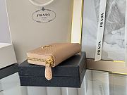 Prada Saffiano Leather Giada Turquoise Small Zip Cardholder Wallet Beige - 2