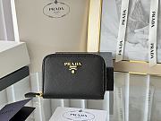 Prada Saffiano Leather Giada Turquoise Small Zip Cardholder Wallet Black - 6