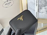 Prada Saffiano Leather Giada Turquoise Small Zip Cardholder Wallet Black - 5