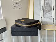 Prada Saffiano Leather Giada Turquoise Small Zip Cardholder Wallet Black - 4