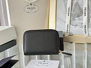 Prada Saffiano Leather Giada Turquoise Small Zip Cardholder Wallet Black - 2