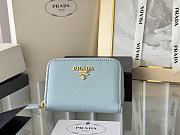 Prada Saffiano Leather Giada Turquoise Small Zip Cardholder Wallet Blue - 6