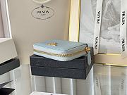 Prada Saffiano Leather Giada Turquoise Small Zip Cardholder Wallet Blue - 5