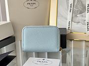 Prada Saffiano Leather Giada Turquoise Small Zip Cardholder Wallet Blue - 4