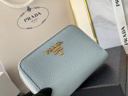 Prada Saffiano Leather Giada Turquoise Small Zip Cardholder Wallet Blue - 3