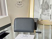 Prada Saffiano Leather Giada Turquoise Small Zip Cardholder Wallet Dark Blue - 6